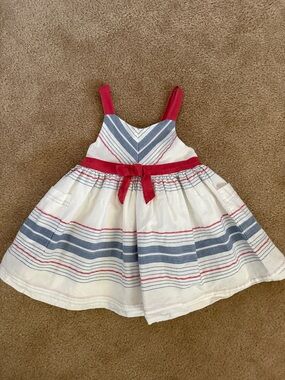 OshKosh B'gosh White Dress with Blue and Red Stripes